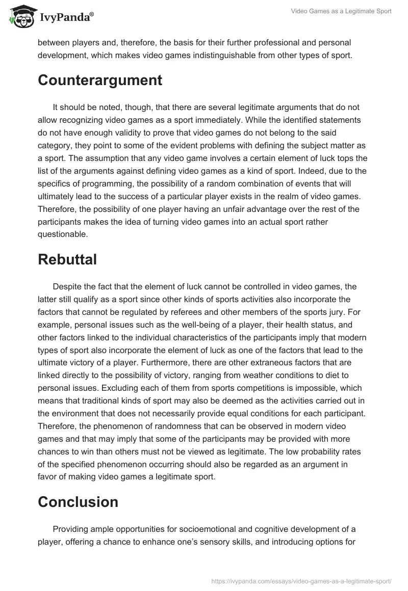 Video Games as a Legitimate Sport. Page 3