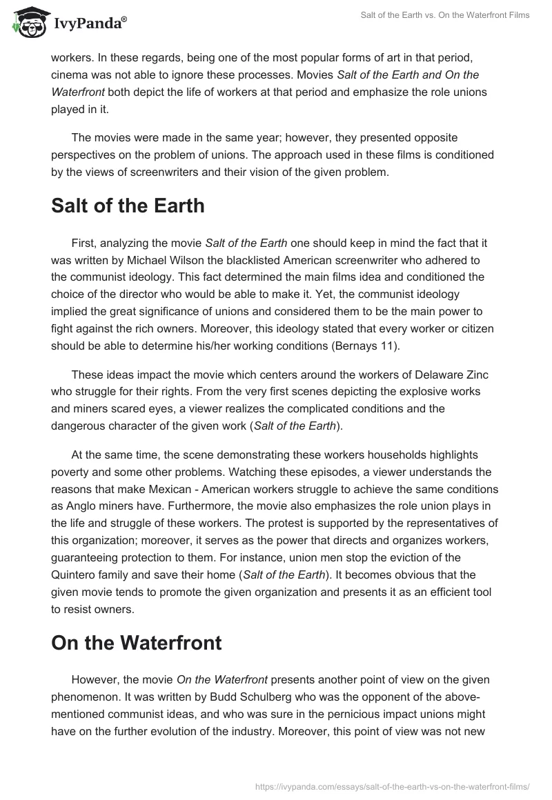 "Salt of the Earth" vs. "On the Waterfront" Films. Page 2