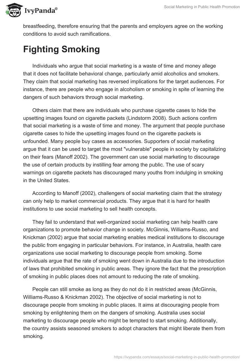 Social Marketing in Public Health Promotion. Page 4
