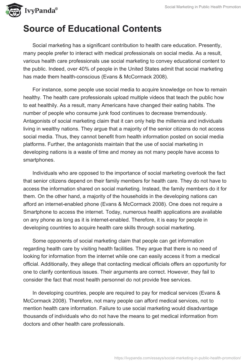 Social Marketing in Public Health Promotion. Page 5