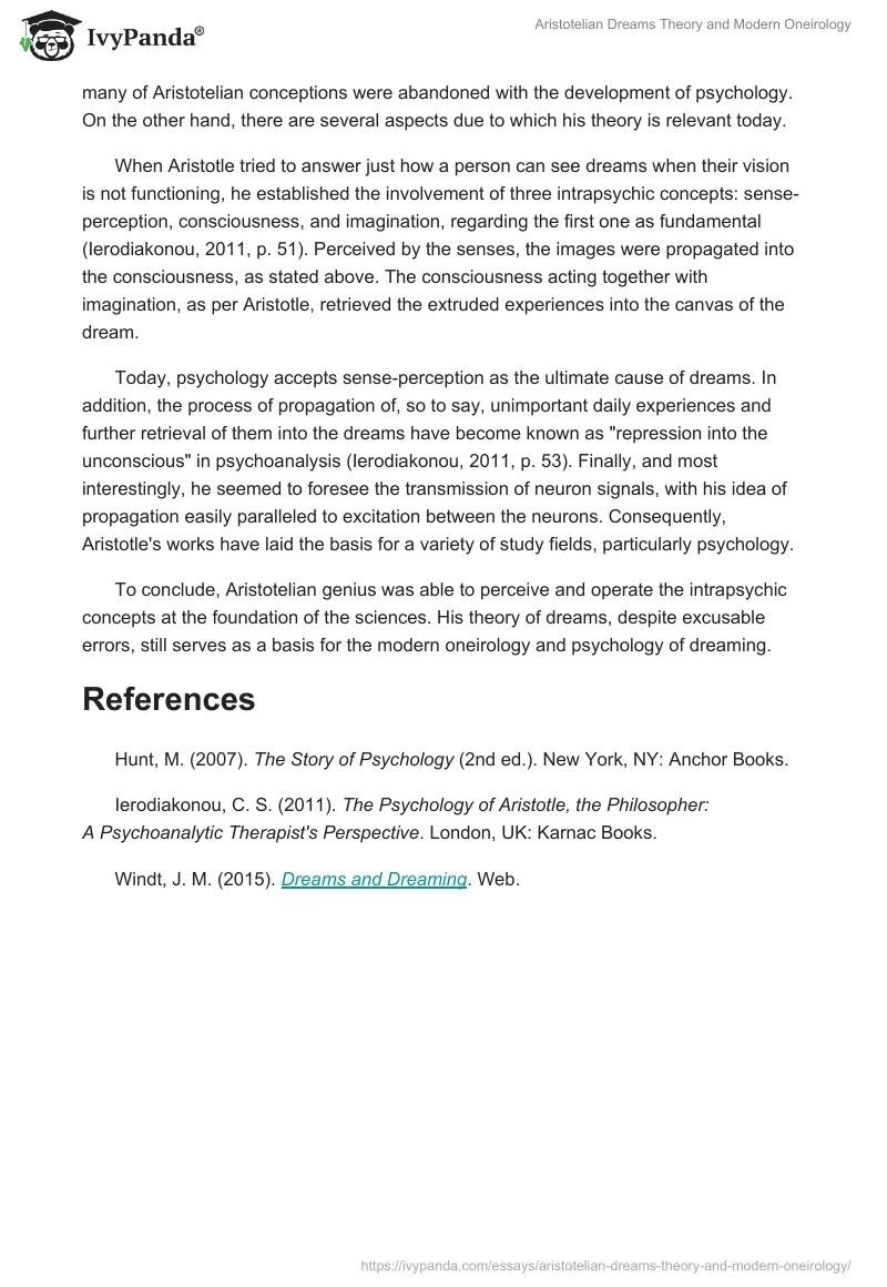 Aristotelian Dreams Theory and Modern Oneirology. Page 2