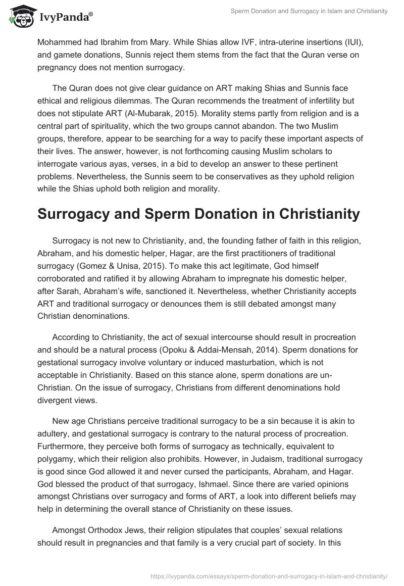 Sperm Donation and Surrogacy in Islam and Christianity. Page 3