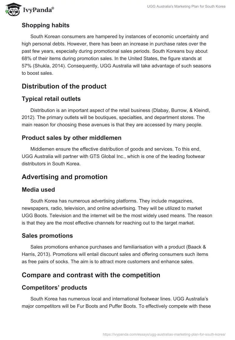 UGG Australia's Marketing Plan for South Korea. Page 4