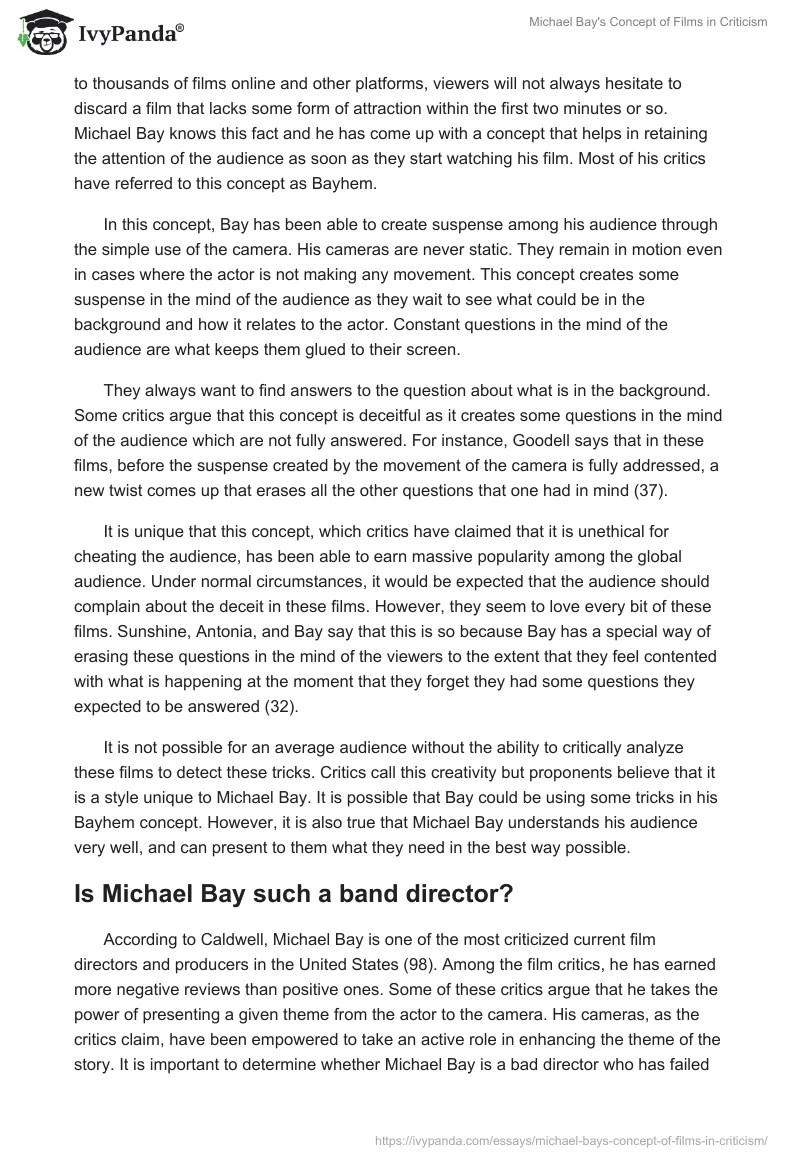 Michael Bay's Concept of Films in Criticism. Page 2