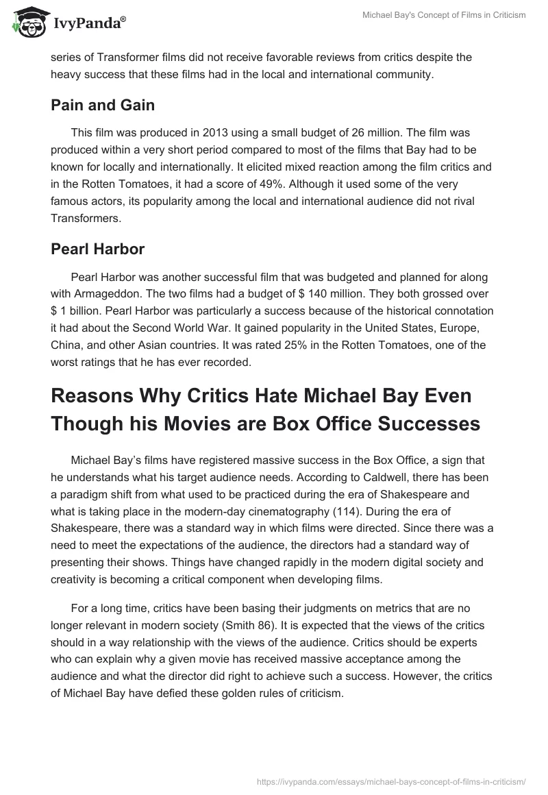 Michael Bay's Concept of Films in Criticism. Page 4