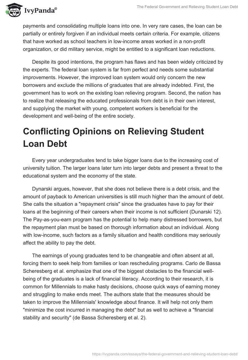 The Federal Government and Relieving Student Loan Debt. Page 2