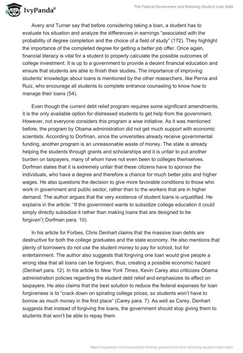 The Federal Government and Relieving Student Loan Debt. Page 3