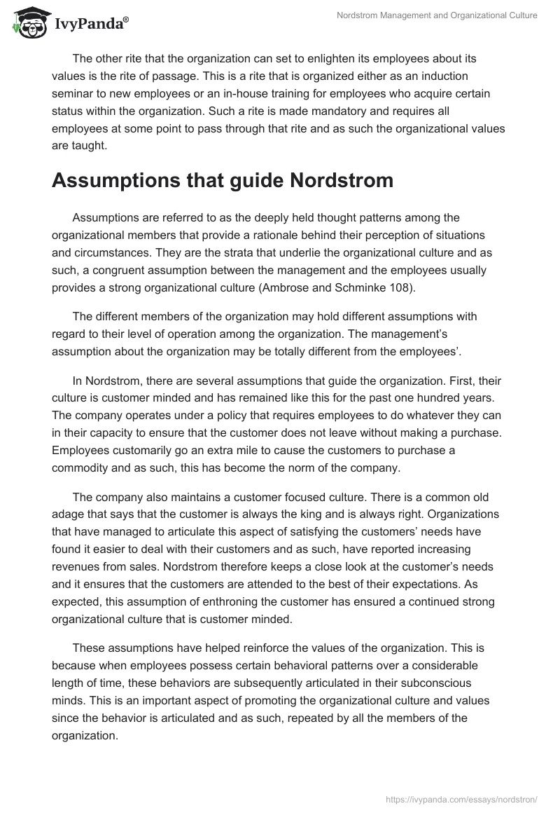 Nordstrom Management and Organizational Culture. Page 3