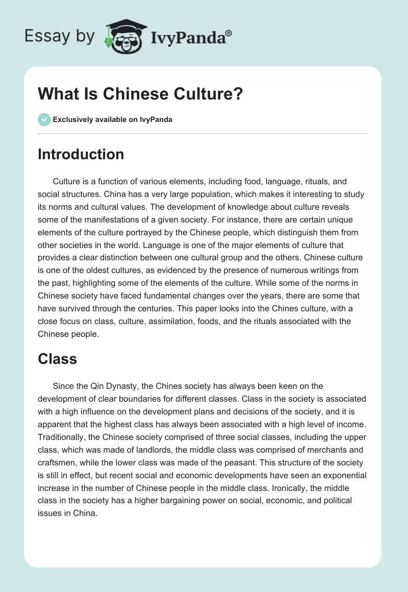 What Is Chinese Culture?. Page 1
