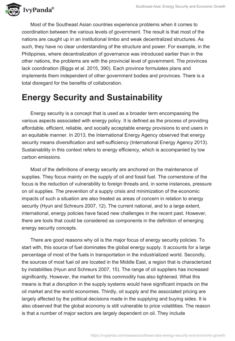 Southeast Asia: Energy Security and Economic Growth. Page 3