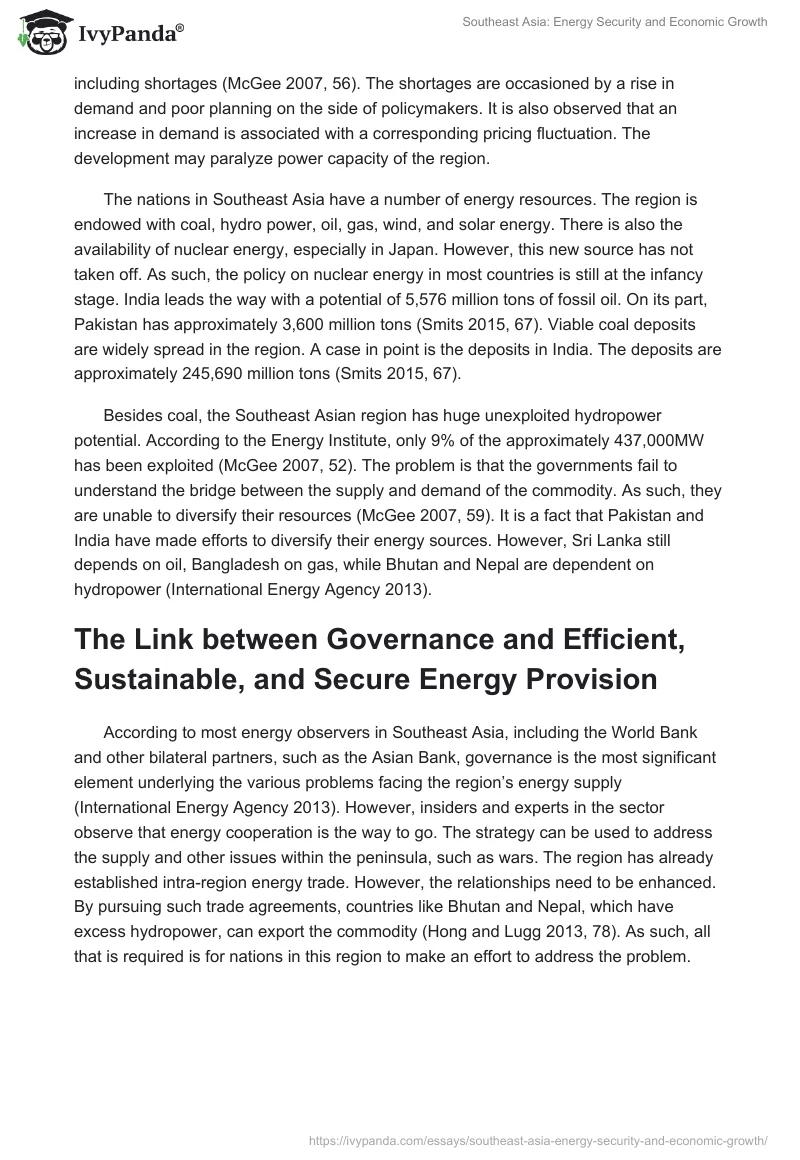 Southeast Asia: Energy Security and Economic Growth. Page 5