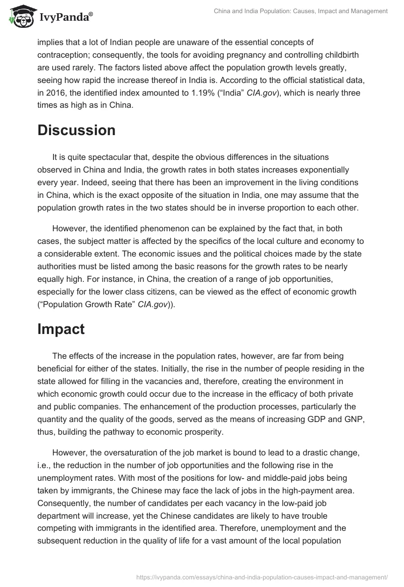 China and India Population: Causes, Impact and Management. Page 2