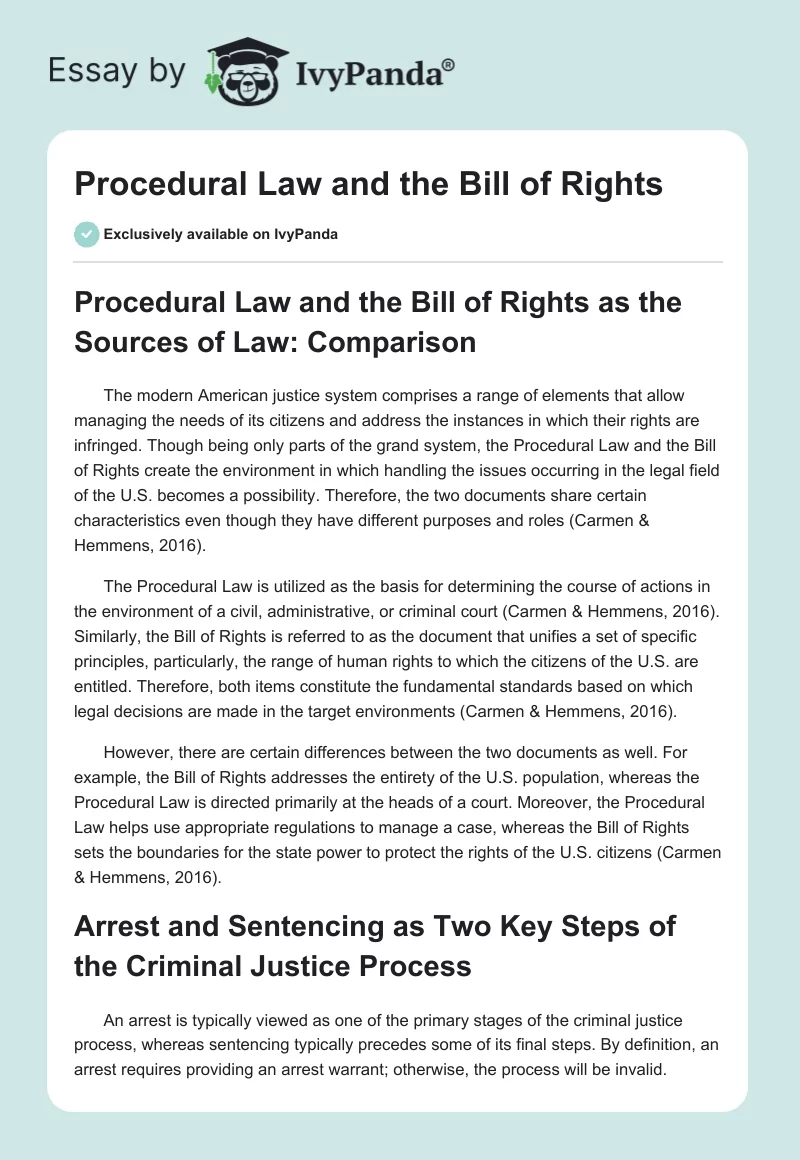 Procedural Law and the Bill of Rights. Page 1