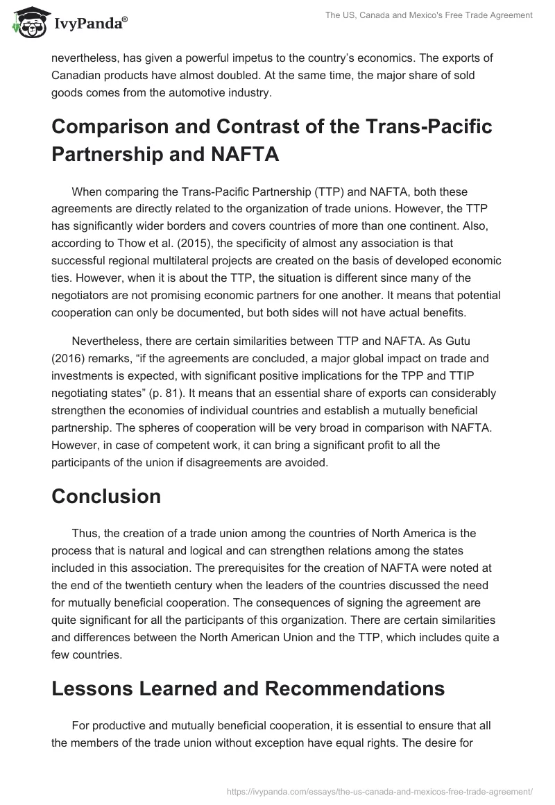 The US, Canada and Mexico's Free Trade Agreement. Page 3