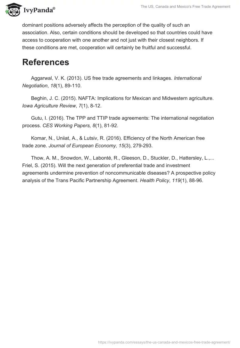 The US, Canada and Mexico's Free Trade Agreement. Page 4