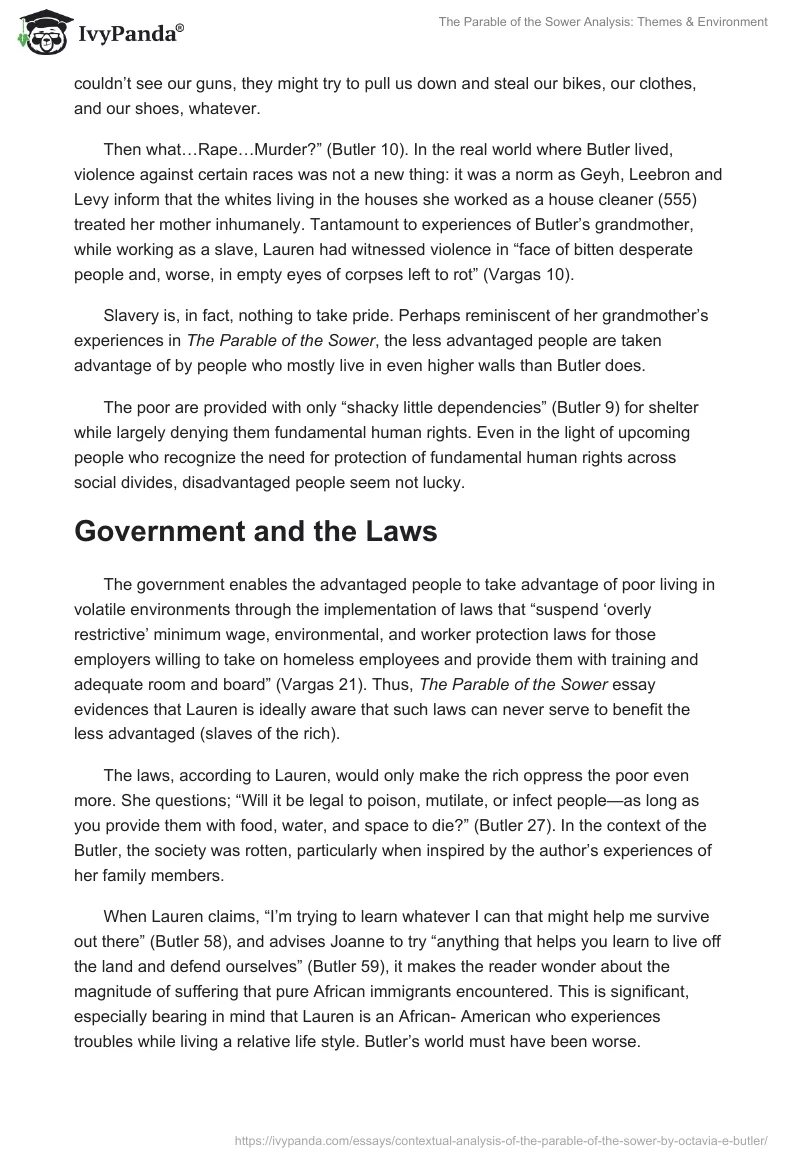 The Parable of the Sower Analysis: Themes & Environment. Page 3
