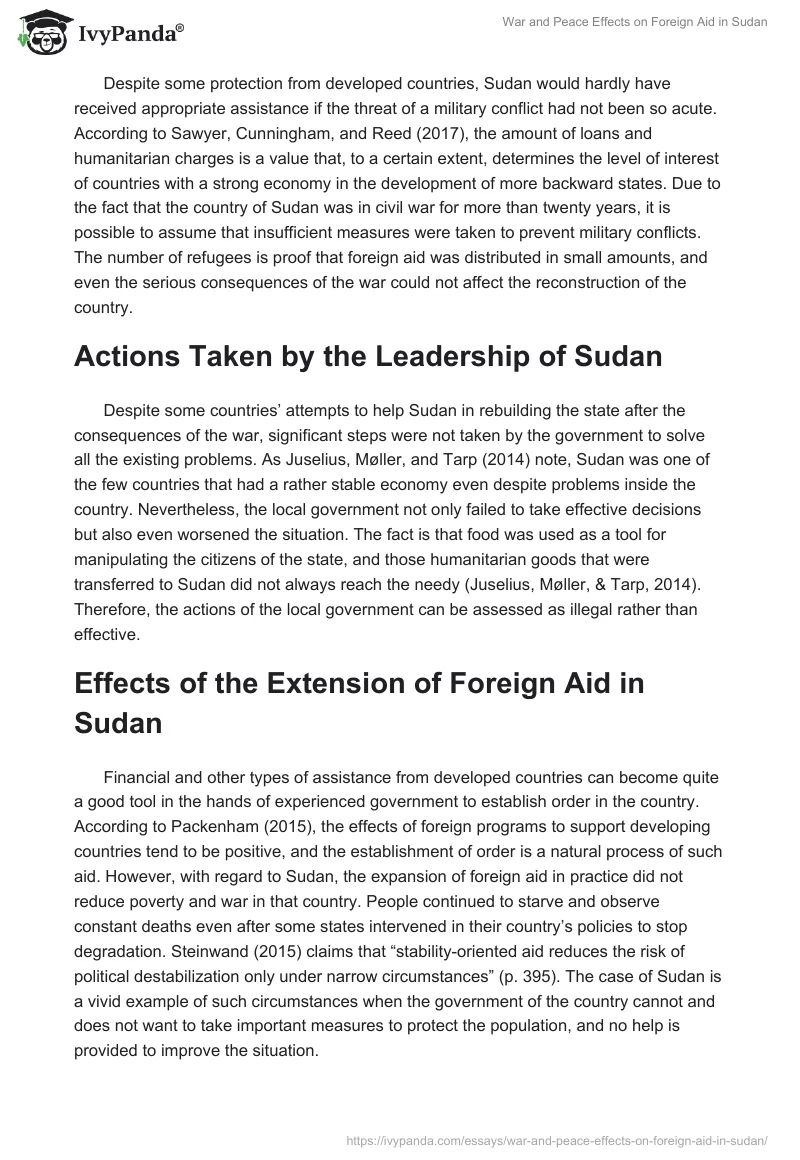 War and Peace Effects on Foreign Aid in Sudan. Page 2