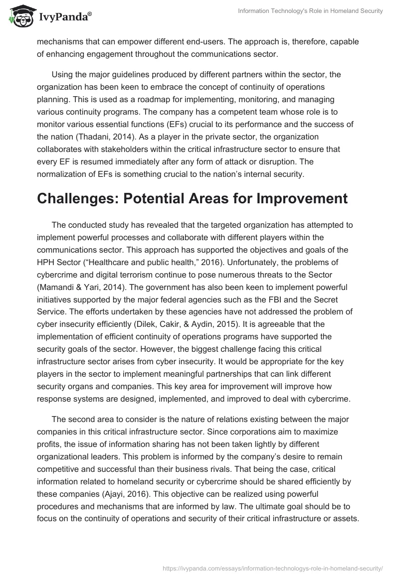 Information Technology's Role in Homeland Security. Page 2