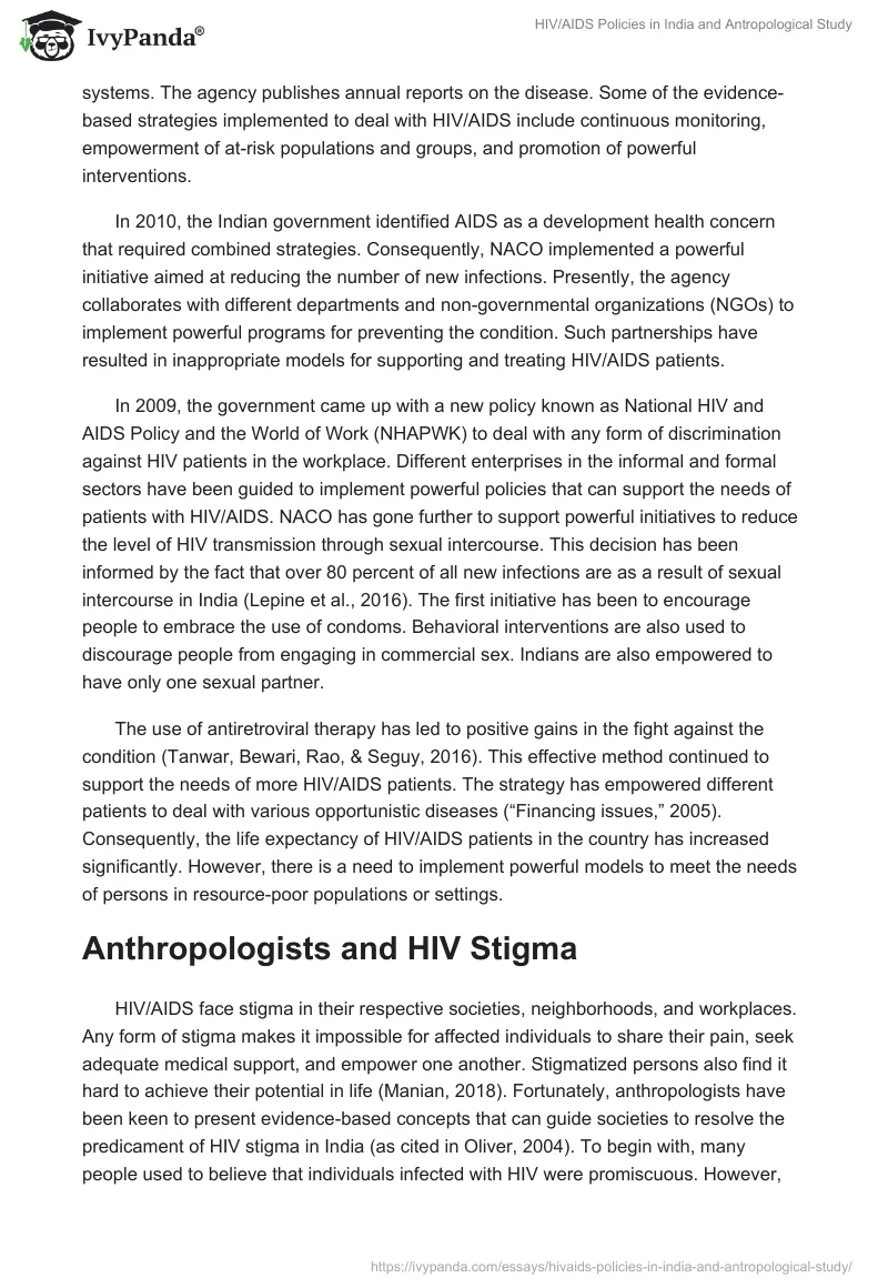HIV/AIDS Policies in India and Antropological Study. Page 2