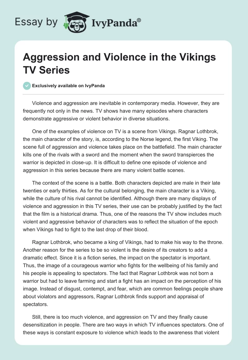 Aggression and Violence in the "Vikings" TV Series. Page 1