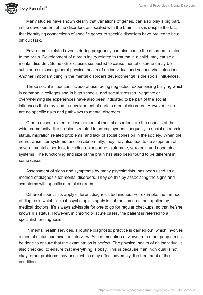 Abnormal Psychology: Mental Disorders. Page 5