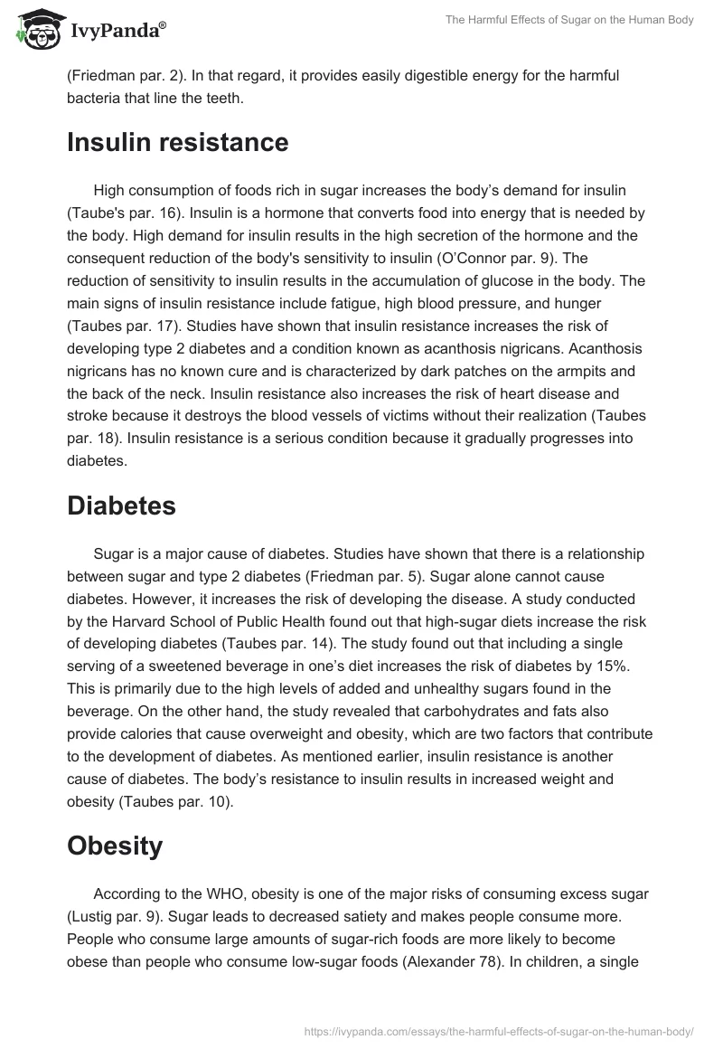 The Harmful Effects of Sugar on the Human Body. Page 2
