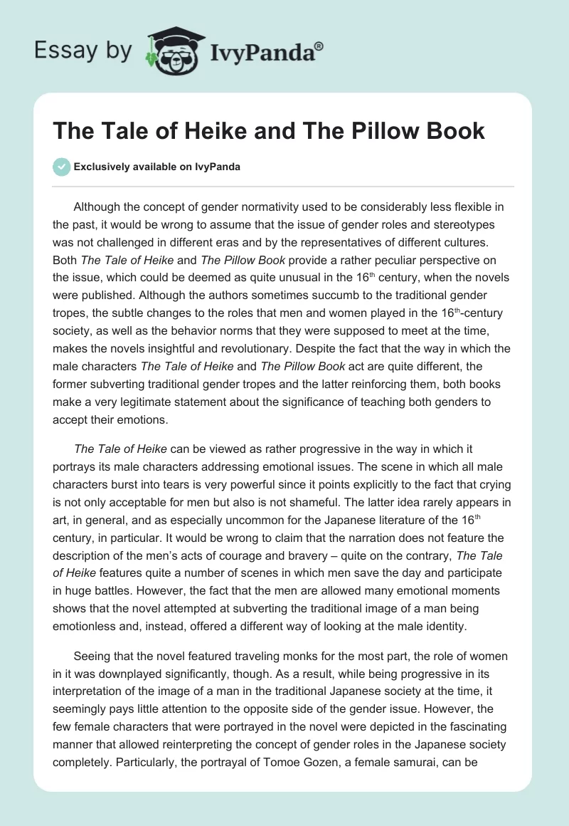 "The Tale of Heike" and "The Pillow Book". Page 1