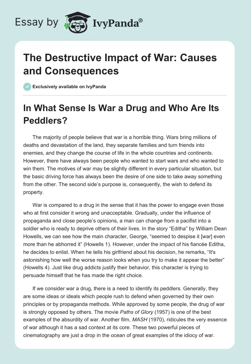 The Destructive Impact of War: Causes and Consequences. Page 1