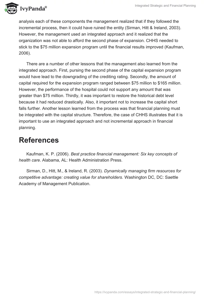 Integrated Strategic and Financial Planning. Page 2