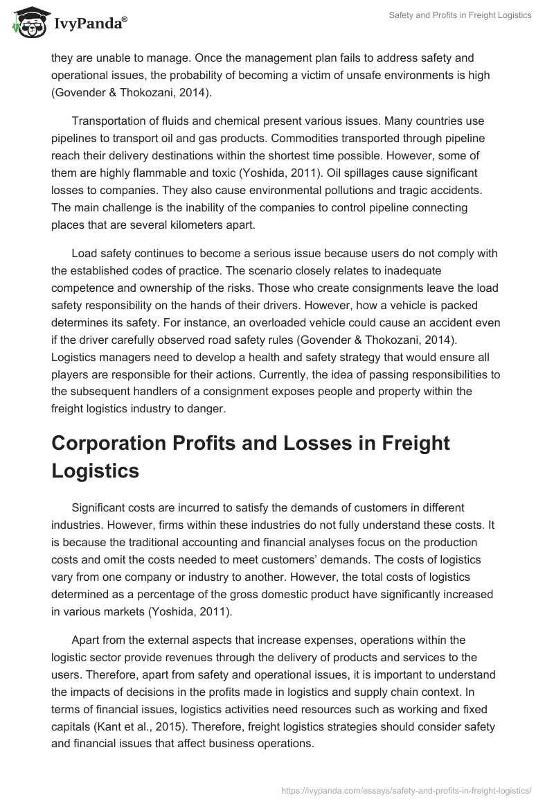Safety and Profits in Freight Logistics. Page 3