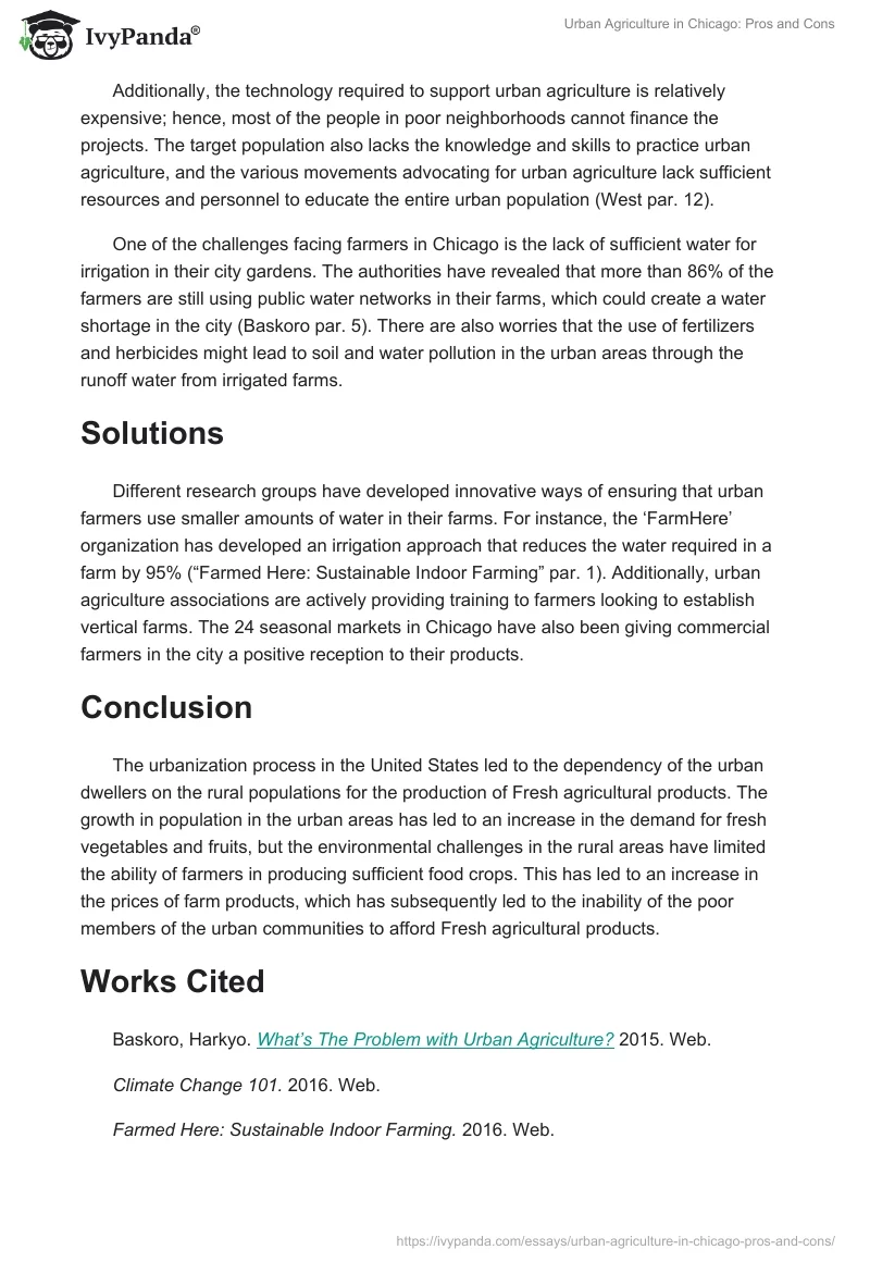 Urban Agriculture in Chicago: Pros and Cons. Page 4