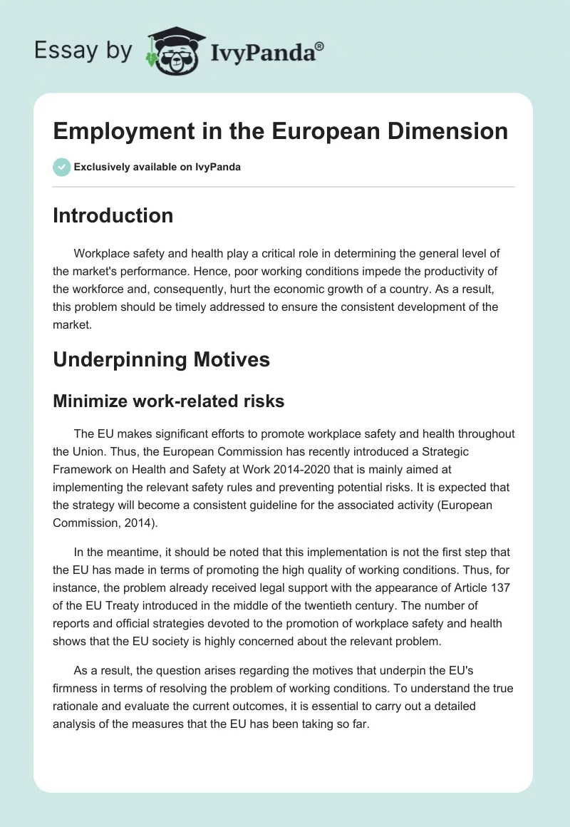Employment in the European Dimension. Page 1