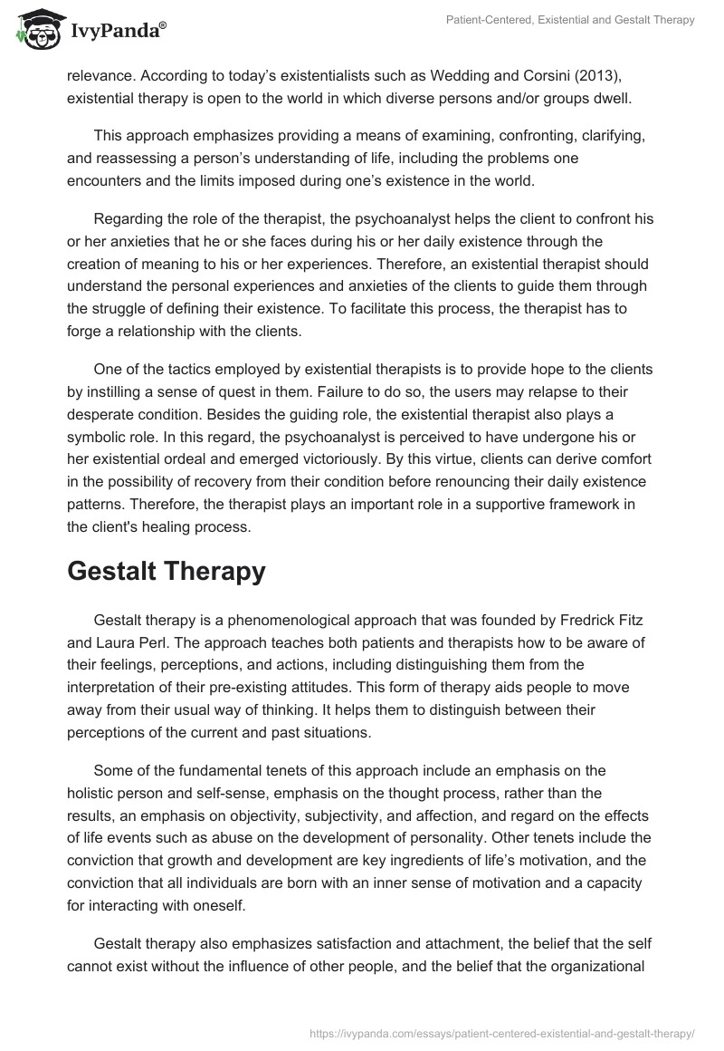 Patient-Centered, Existential and Gestalt Therapy. Page 4