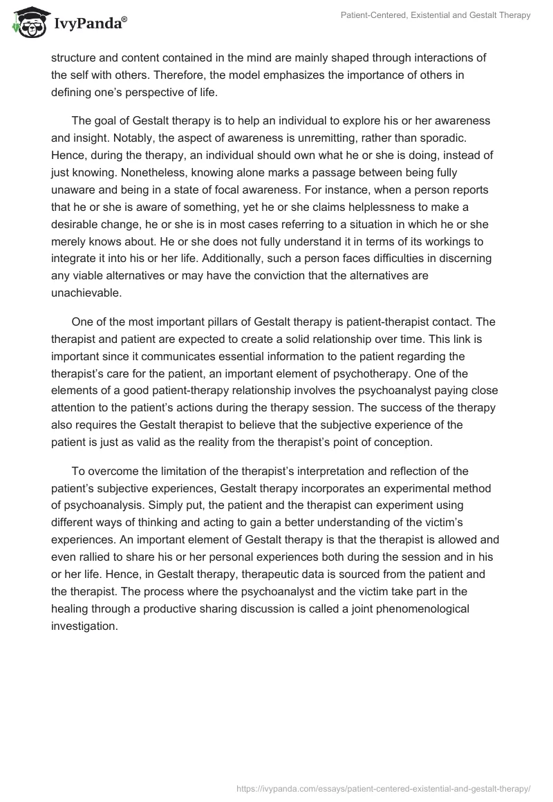 Patient-Centered, Existential and Gestalt Therapy. Page 5