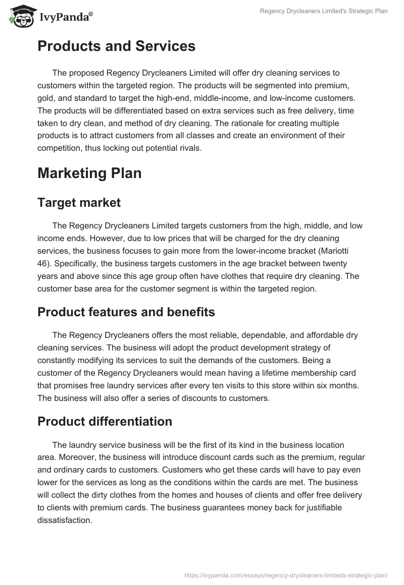Regency Drycleaners Limited's Strategic Plan. Page 3