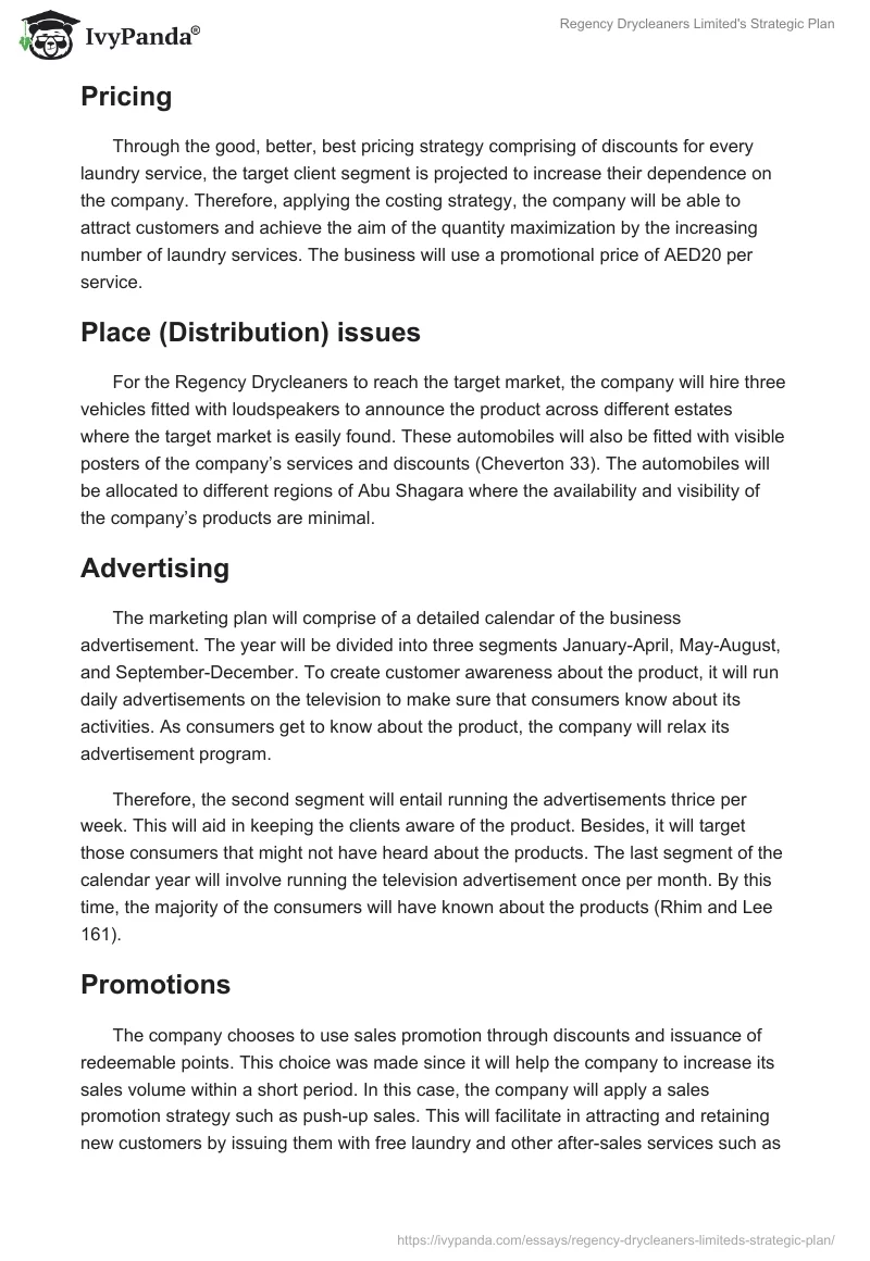 Regency Drycleaners Limited's Strategic Plan. Page 4