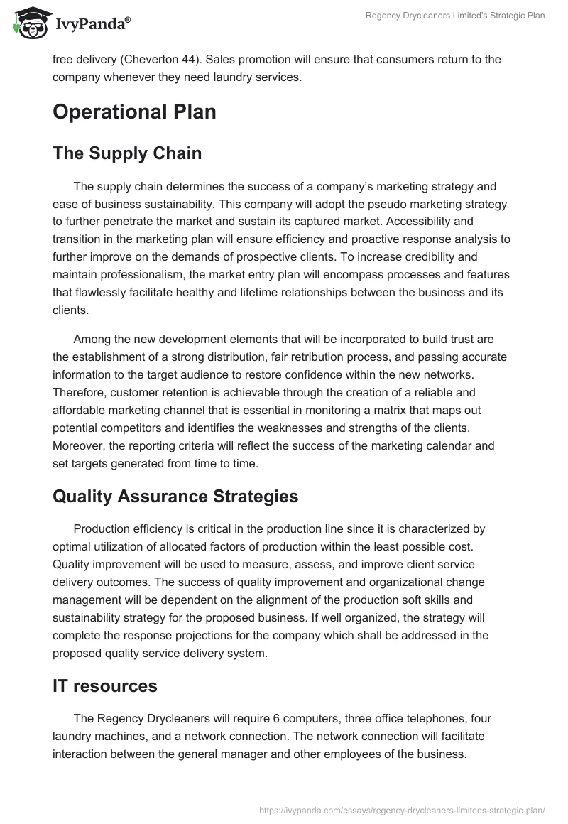 Regency Drycleaners Limited's Strategic Plan. Page 5