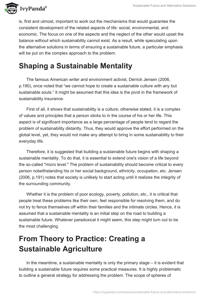 Sustainable Future and Alternative Solutions. Page 2