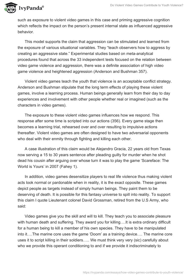 Do Violent Video Games Contribute to Youth Violence?. Page 2