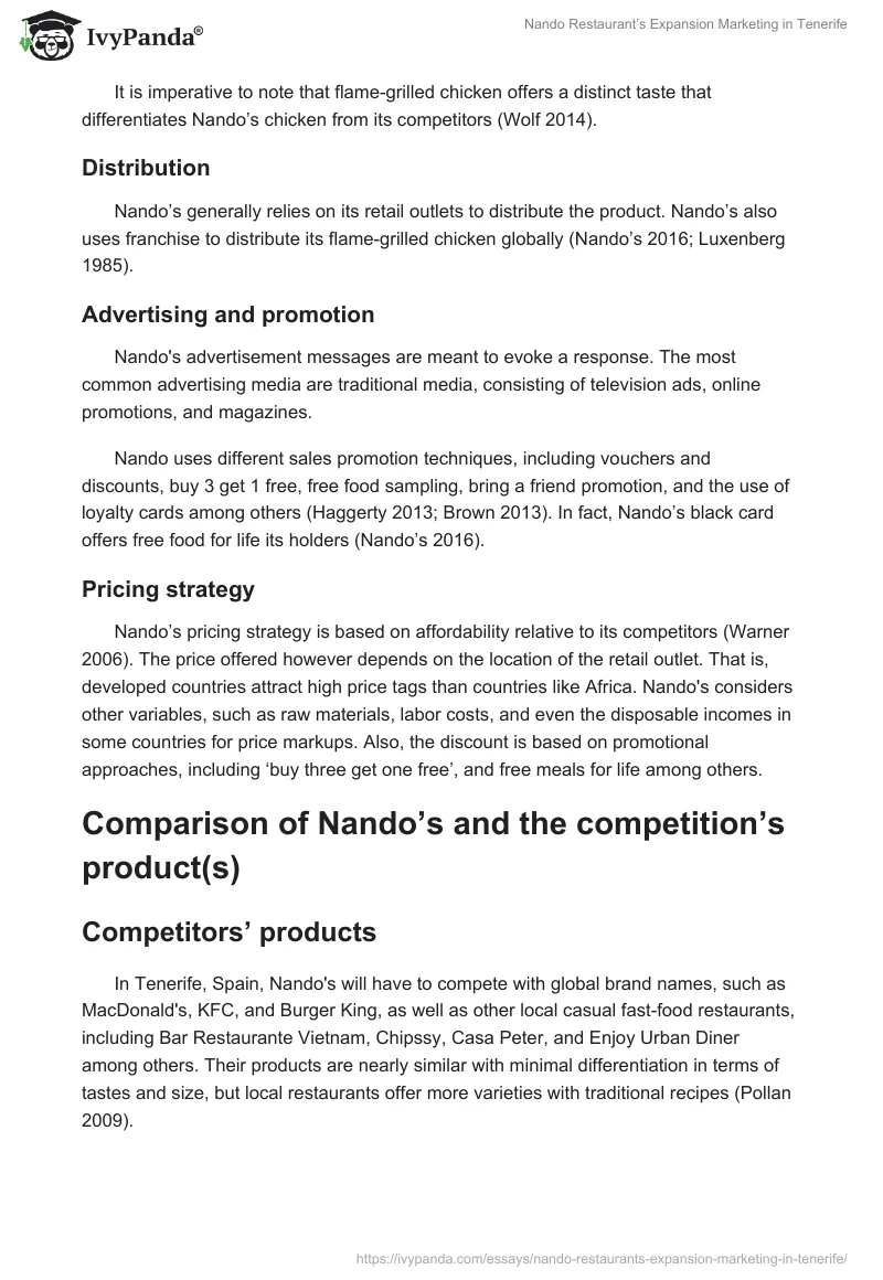 Nando Restaurant’s Expansion Marketing in Tenerife. Page 5