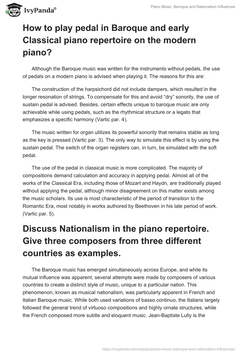 Piano Music, Baroque and Nationalism Influences. Page 2