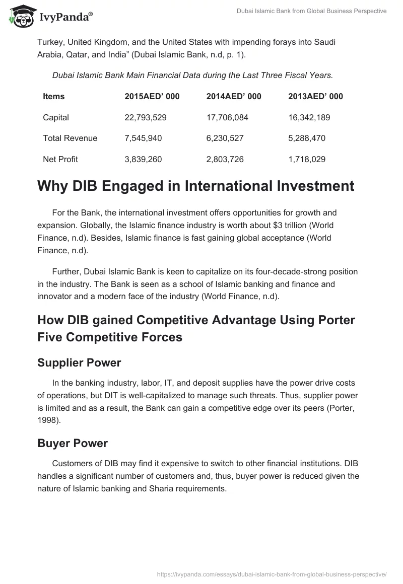 Dubai Islamic Bank from Global Business Perspective. Page 2