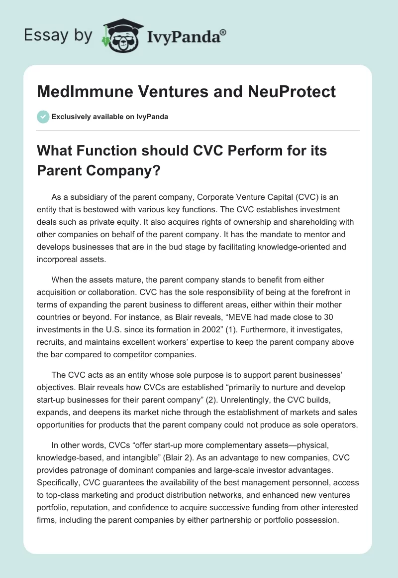 MedImmune Ventures and NeuProtect. Page 1