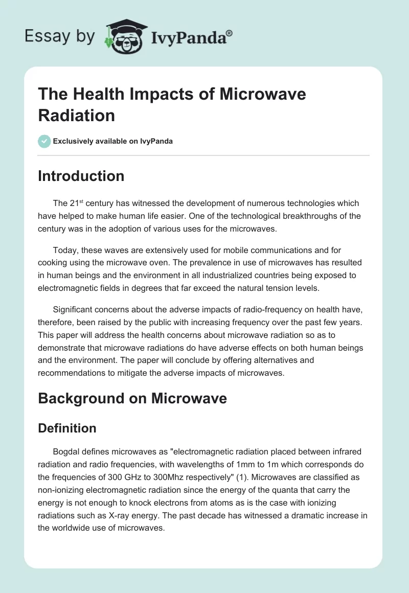 The Health Impacts of Microwave Radiation. Page 1