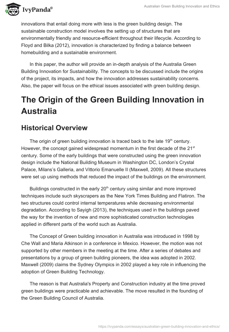 Australian Green Building Innovation and Ethics. Page 2
