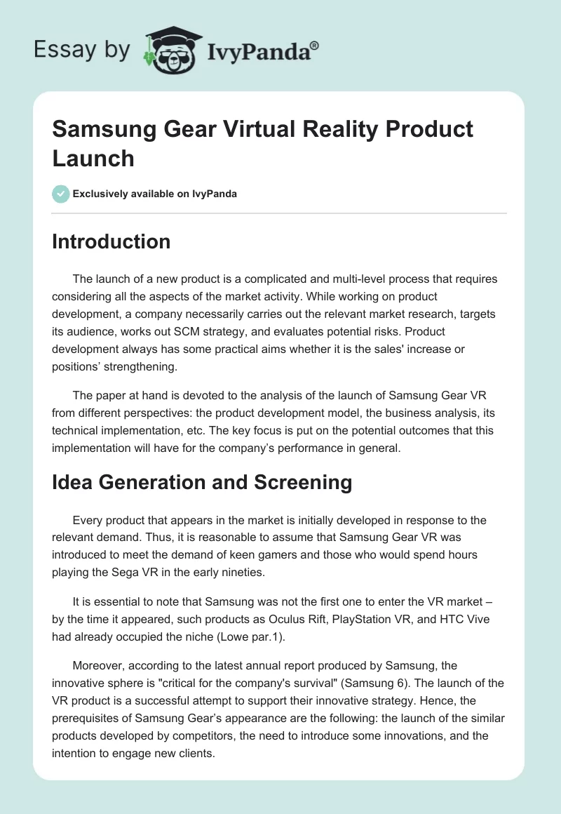 Samsung Gear Virtual Reality Product Launch. Page 1