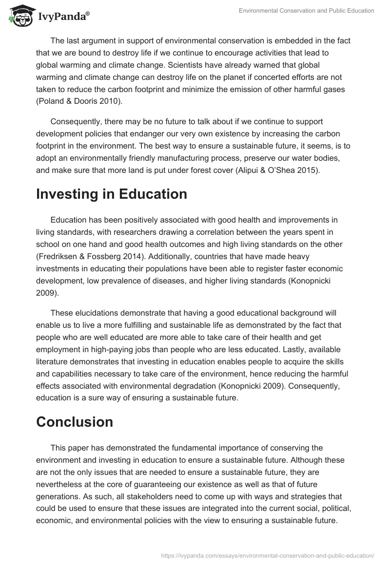 Environmental Conservation and Public Education. Page 3