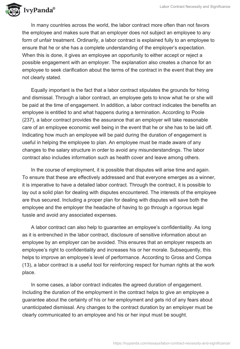 Labor Contract Necessity and Significance. Page 2