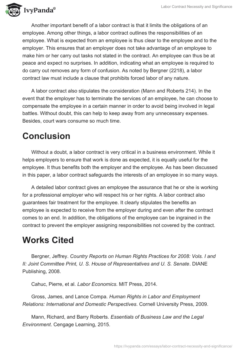 Labor Contract Necessity and Significance. Page 3