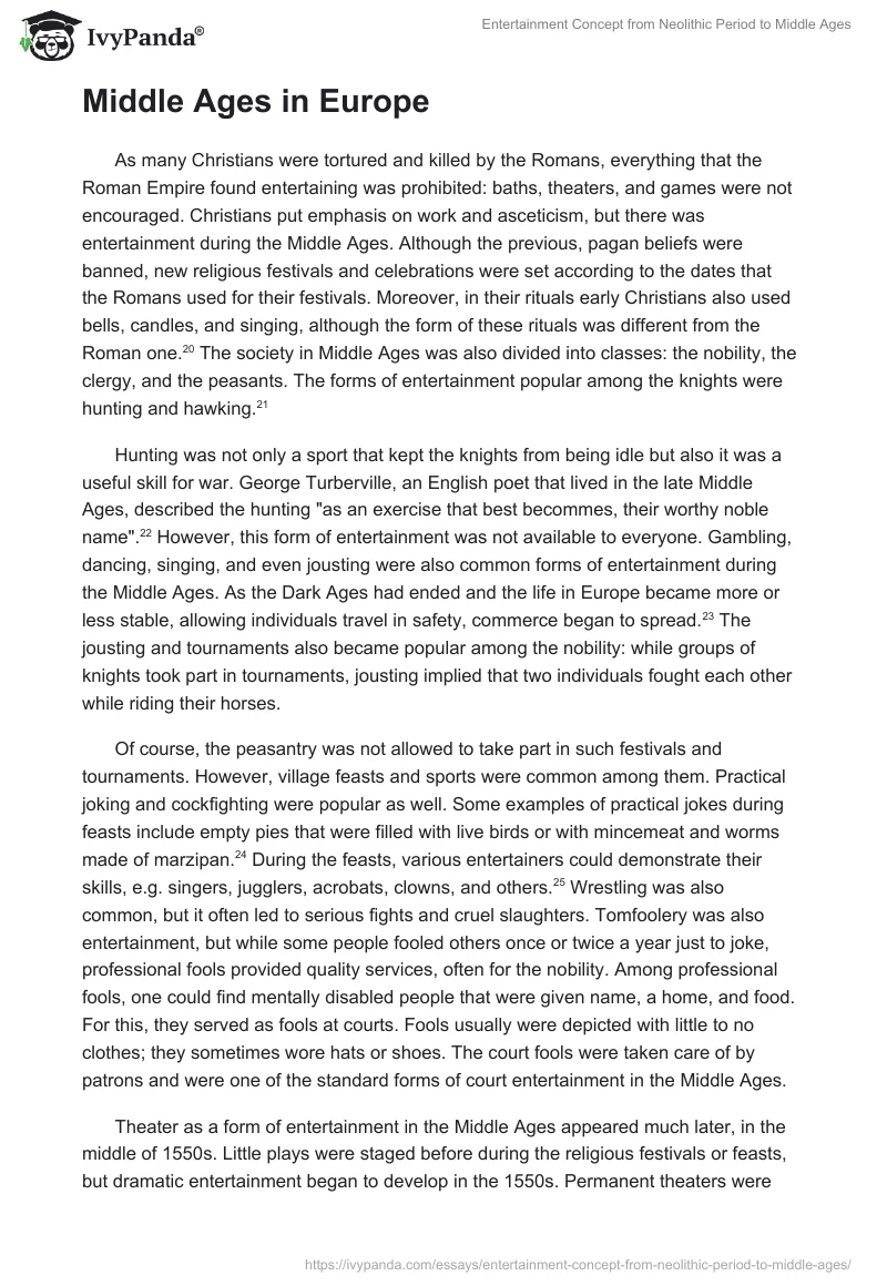 Entertainment Concept from Neolithic Period to Middle Ages. Page 4